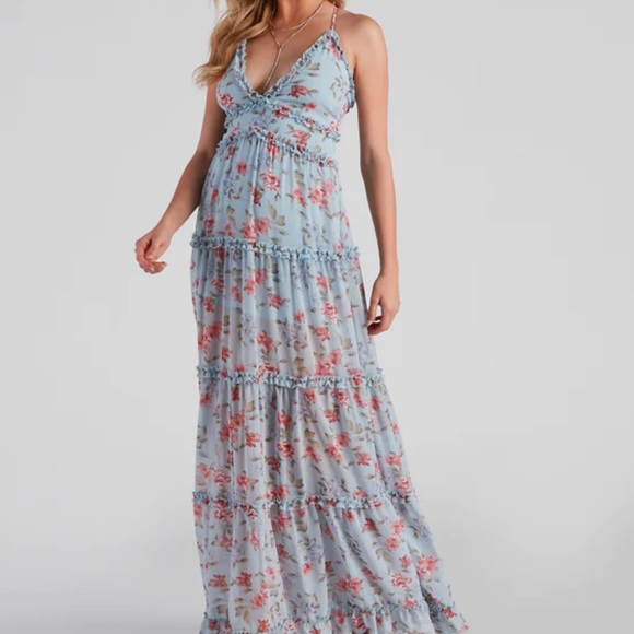 Quinn Formal Floral Ruffled A-Line Dress size XL - Picture 2 of 3